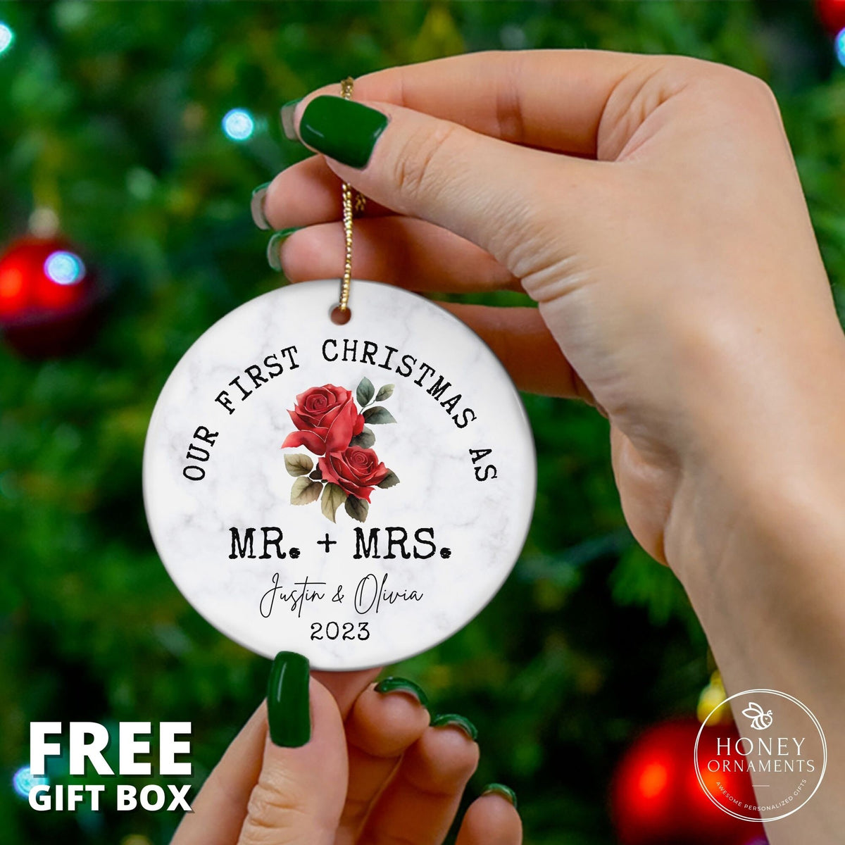 Our First Christmas Married as Mr and Mrs Ornament - Personalized Mr and Mrs Tree Christmas Ornament - First Christmas Married Ornament