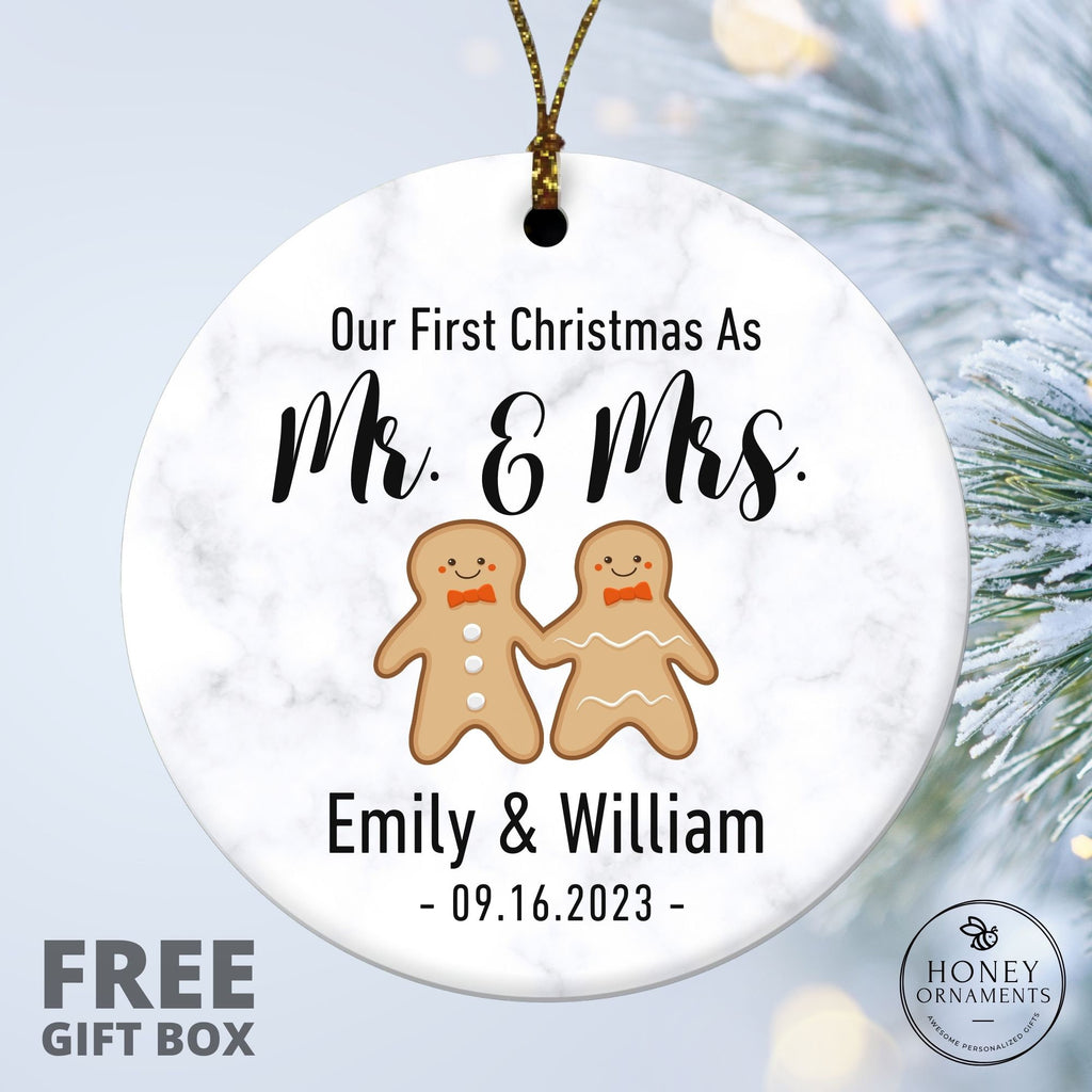 Personalized First Christmas Married Ornament – Mr. & Mrs.