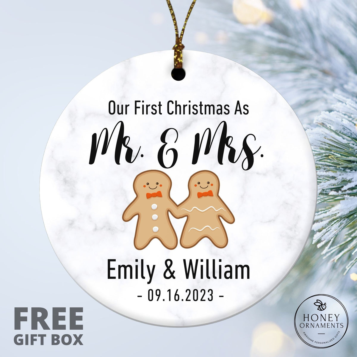 Personalized First Christmas Married Ornament – Mr. & Mrs. Keepsake