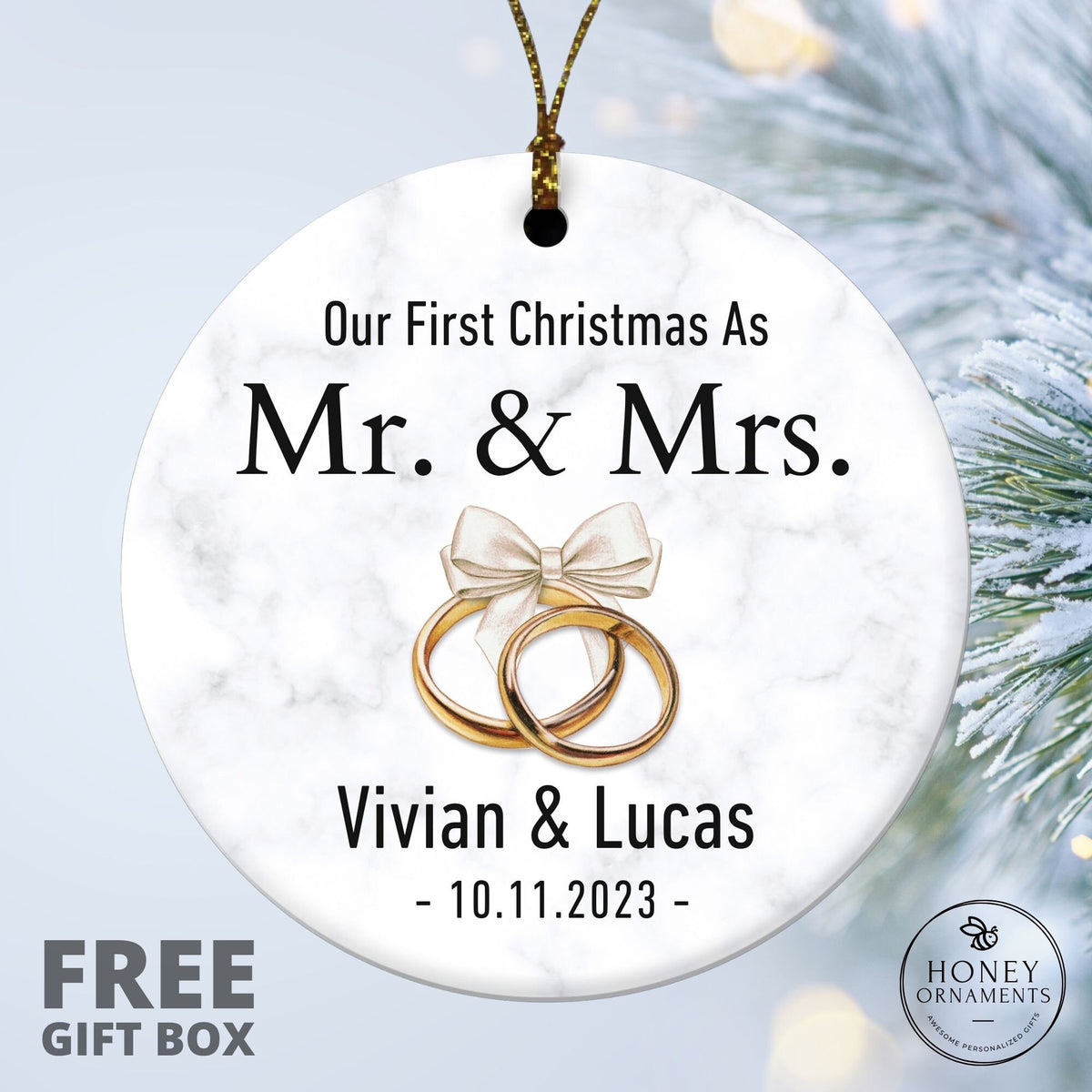 Married Ornament, Our First Christmas as Mr and Mrs Gift, Wedding Gift, Wedding Couples Ornament, First Married Christmas, Newlywed Gift