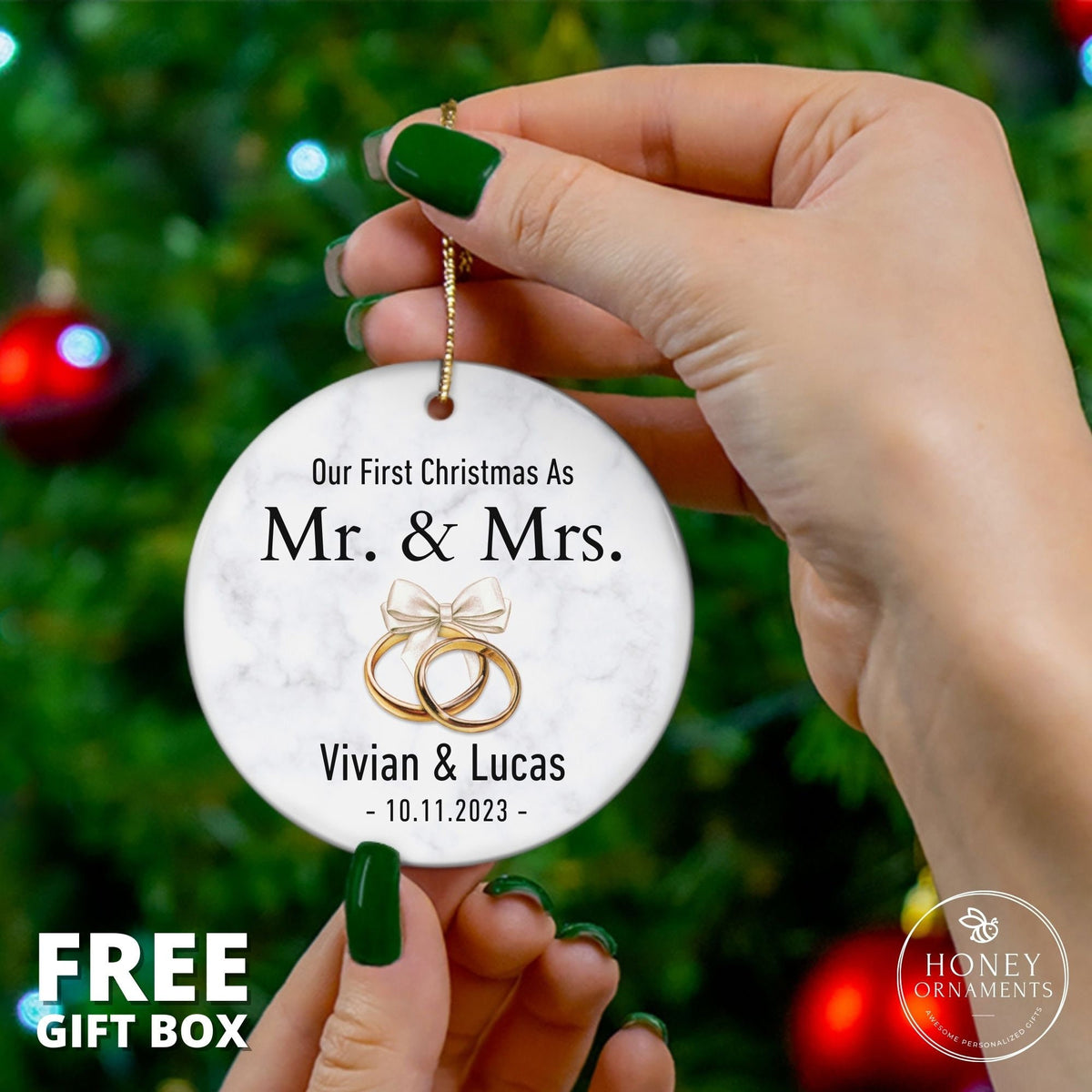 Married Ornament, Our First Christmas as Mr and Mrs Gift, Wedding Gift, Wedding Couples Ornament, First Married Christmas, Newlywed Gift