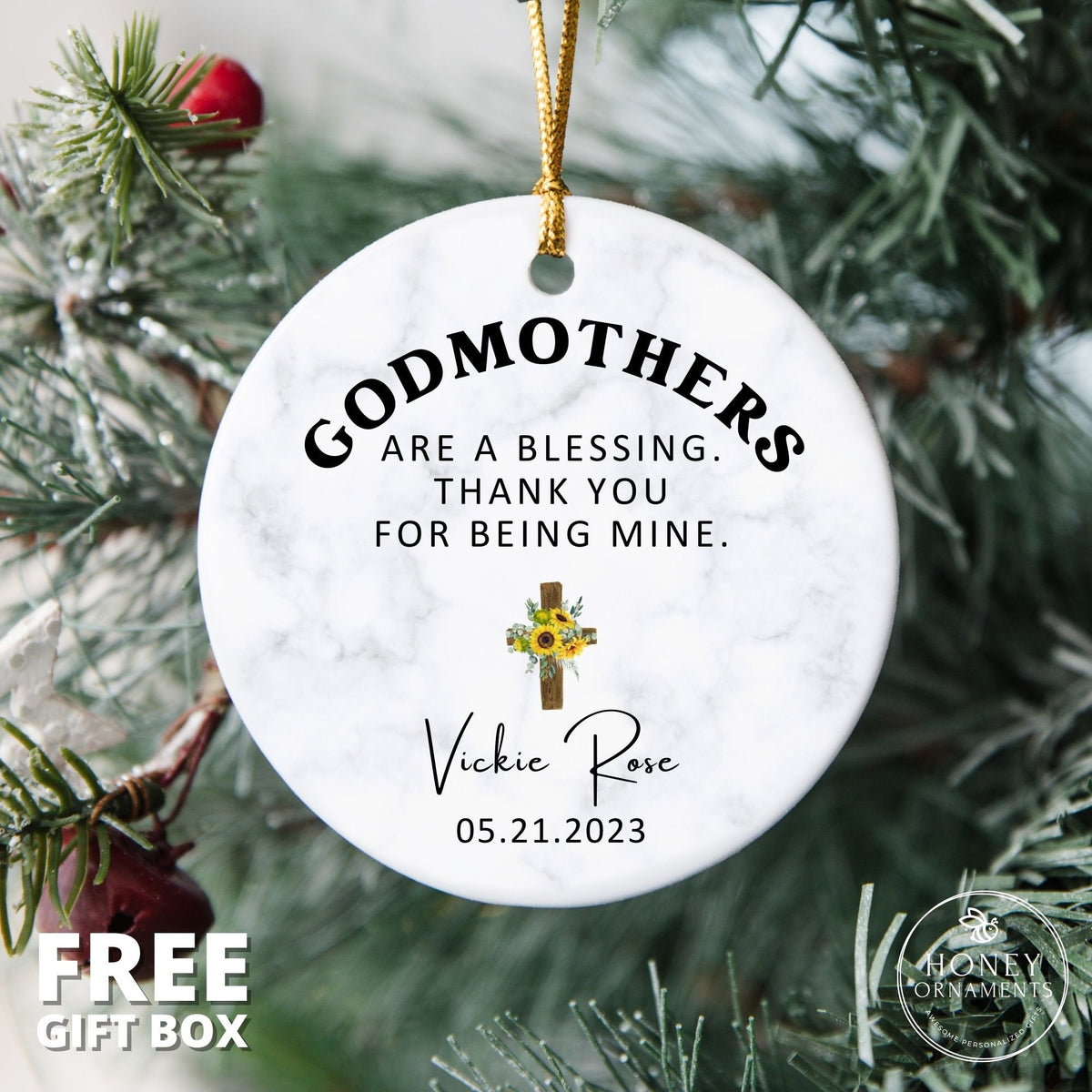 Personalized Godmother Gift, Godparents Ornament, Godfather Thank You Keepsake, Custom Godparents are a Blessing, Christening Baptism Gift