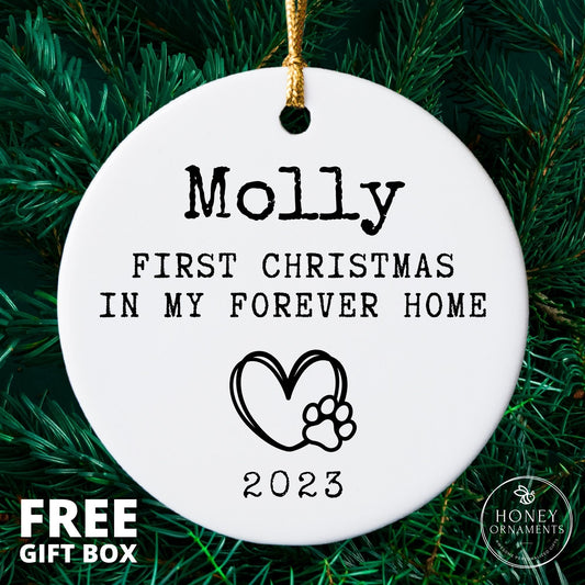 Dog's First Christmas Ornament, Dogs First Christmas, Dog 1st Christmas, First Christmas in my Forever Home, Rescued Puppy, Dog Adoption