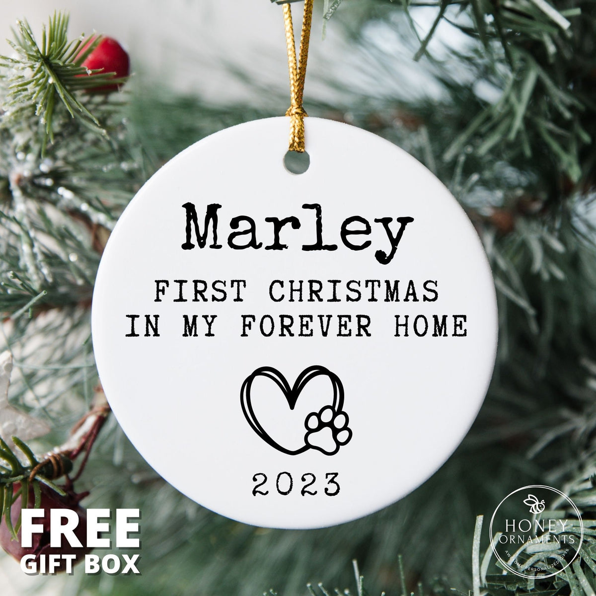 Dog's First Christmas Ornament, Dogs First Christmas, Dog 1st Christmas, First Christmas in my Forever Home, Rescued Puppy, Dog Adoption