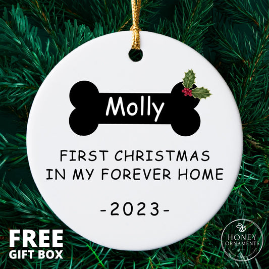 Dogs First Christmas Ornament, Dog's First Christmas, Dog 1st Christmas, First Christmas in my Forever Home, Rescued Puppy, Dog Adoption