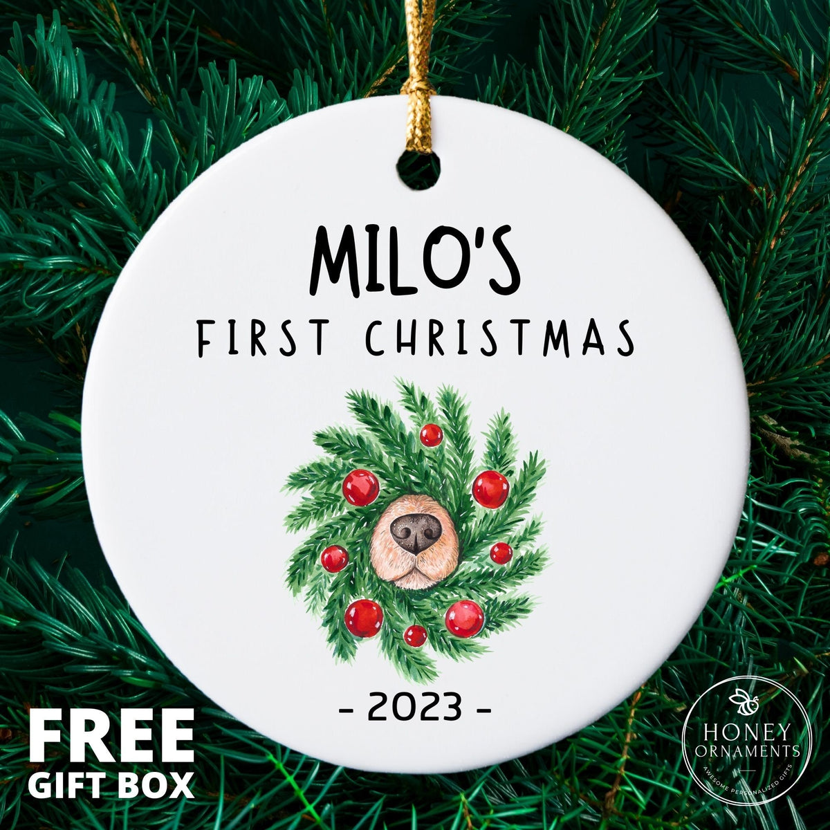 Dogs First Christmas Ornament, Dog Lover Gift, Dog 1st Christmas, Dog's First Christmas, Puppy Christmas, Rescued Puppy, Dog Adoption Gift