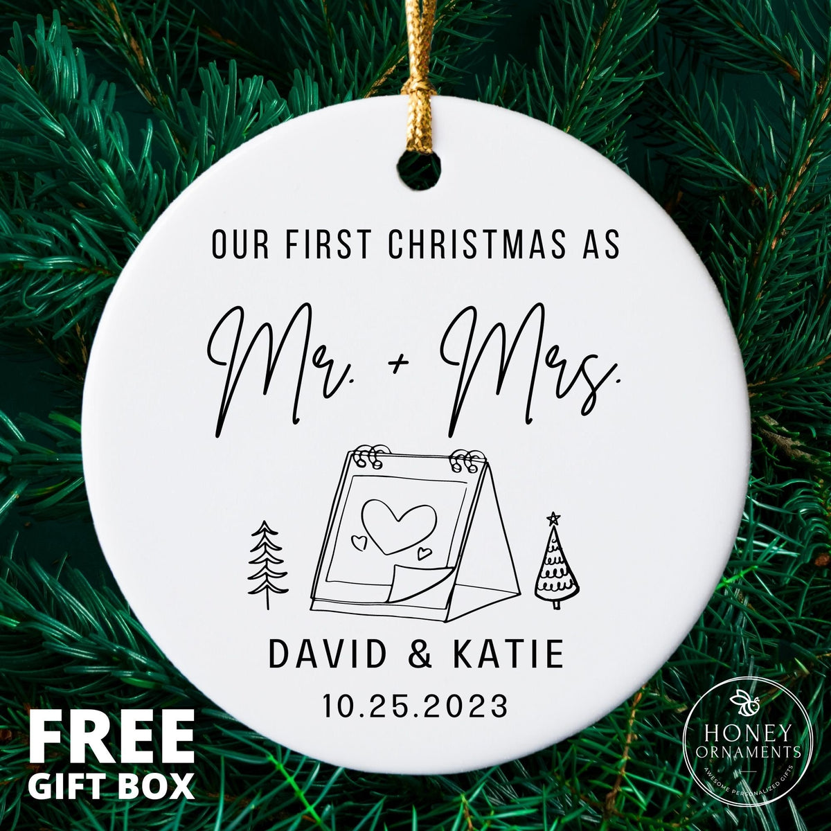 Mr and Mrs Christmas Ornament - Our First Christmas Married as Mr and Mrs Ornament - First Christmas Married Ornament - Personalized Gift