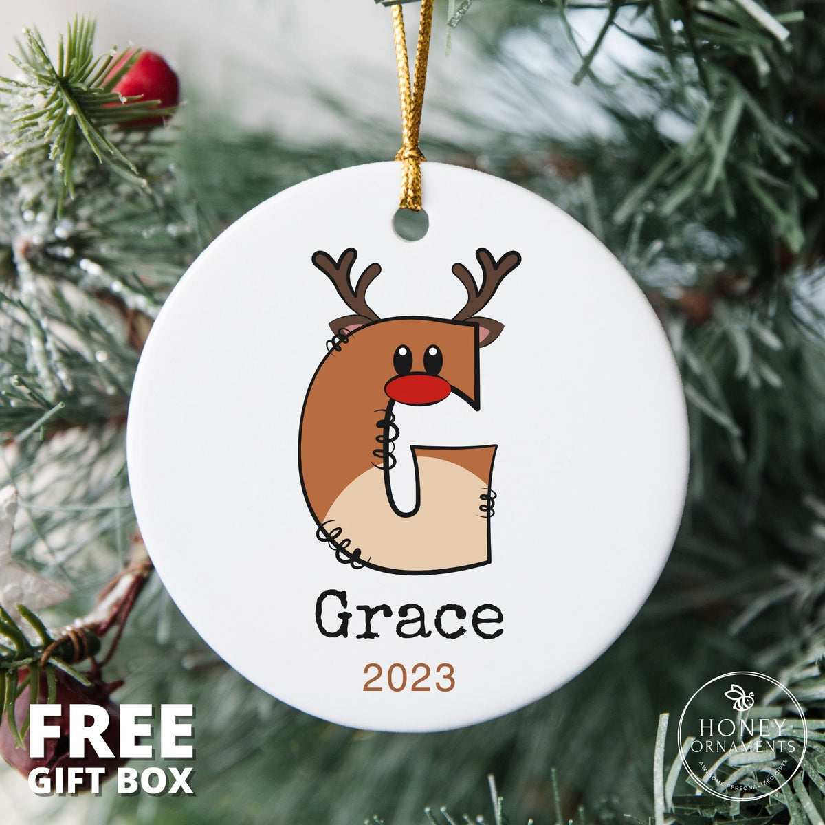 Personalized Ceramic Deer Ornament - photo 2