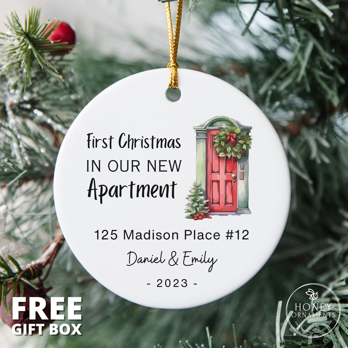 Our New Apartment Ornament, Personalized First Apartment Christmas Ornament, New Home Ornament, Christmas Gift, Apartment Homeowner Gift