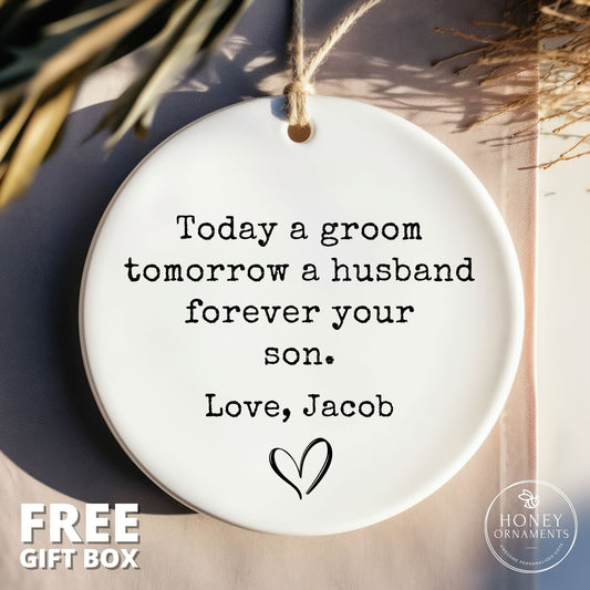 Mother of the Groom Gift from Son, Wedding Gift, Mother's Day Gift, Personalized Keepsake, Ceramic Ornament, Wedding Party Gift, Christmas