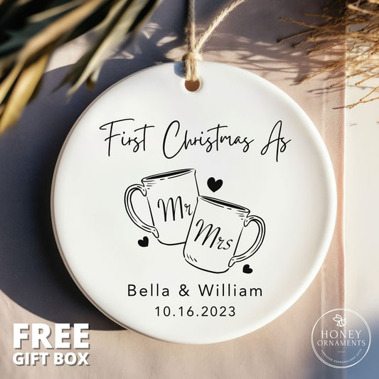 First Christmas Married Ornament - Mr and Mrs Christmas Ornament - Our First Christmas Married as Mr and Mrs Ornament - Personalized Gifts