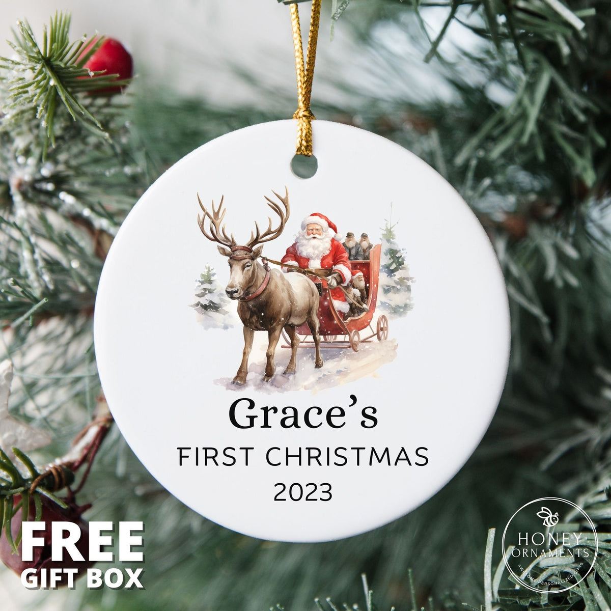 Baby's First Christmas Ornament - Personalized - First Christmas Baby Ornament - Custom Baby Name Christmas Ornament Gifts - Baby Ornament