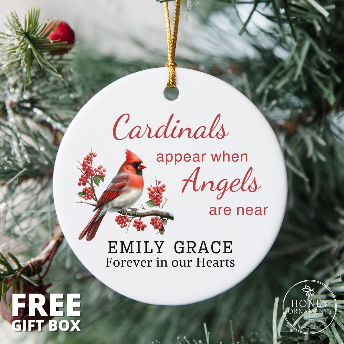 Cardinal Memorial Personalized Ornament - Bereavement Ornament - Bereavement Gift - Sympathy gift - Family Loss - Memorial gift - Custom