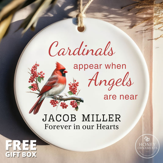 Cardinal Memorial Personalized Ornament - Bereavement Ornament - Bereavement Gift - Sympathy gift - Family Loss - Memorial gift - Custom