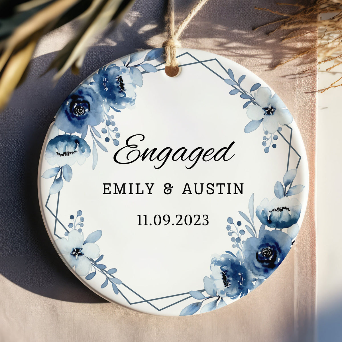 Our First Christmas Engaged Ornament - Personalized Engagement Gift 2026, Custom Engagement Keepsake, Newly Engaged Couple Gift