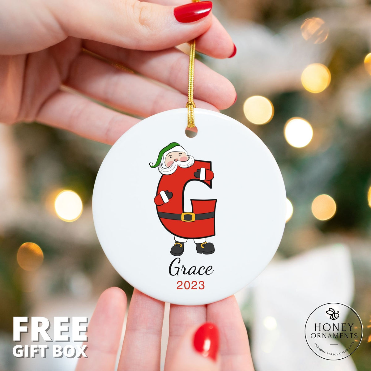 Custom 2026 Family Ornament, Personalized Letter Name Ornaments, Initial Ornament, Christmas gift, Family Keepsake, Monogram Ornament, Santa
