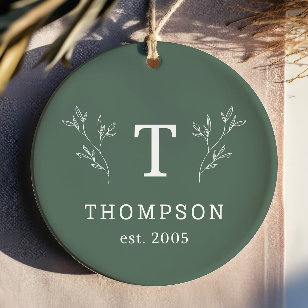 Monogram Newlywed Ornament, Sage Green, Personalized Family Name Ornaments, Custom Initial Ornament, 2026 Family Ornament, Christmas Gift