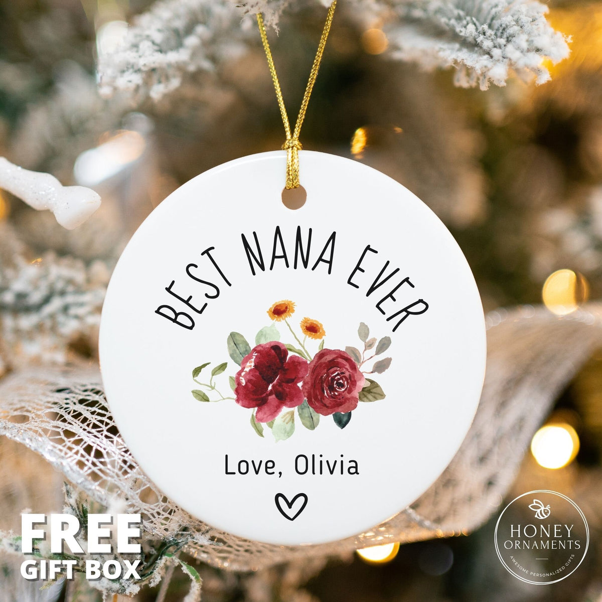 Best Nana Ever Ornament - Grandma Christmas Gift - First Time Grandma - Future Grandma Gifts - Mother's Day Gift - Nana Gift - Personalized