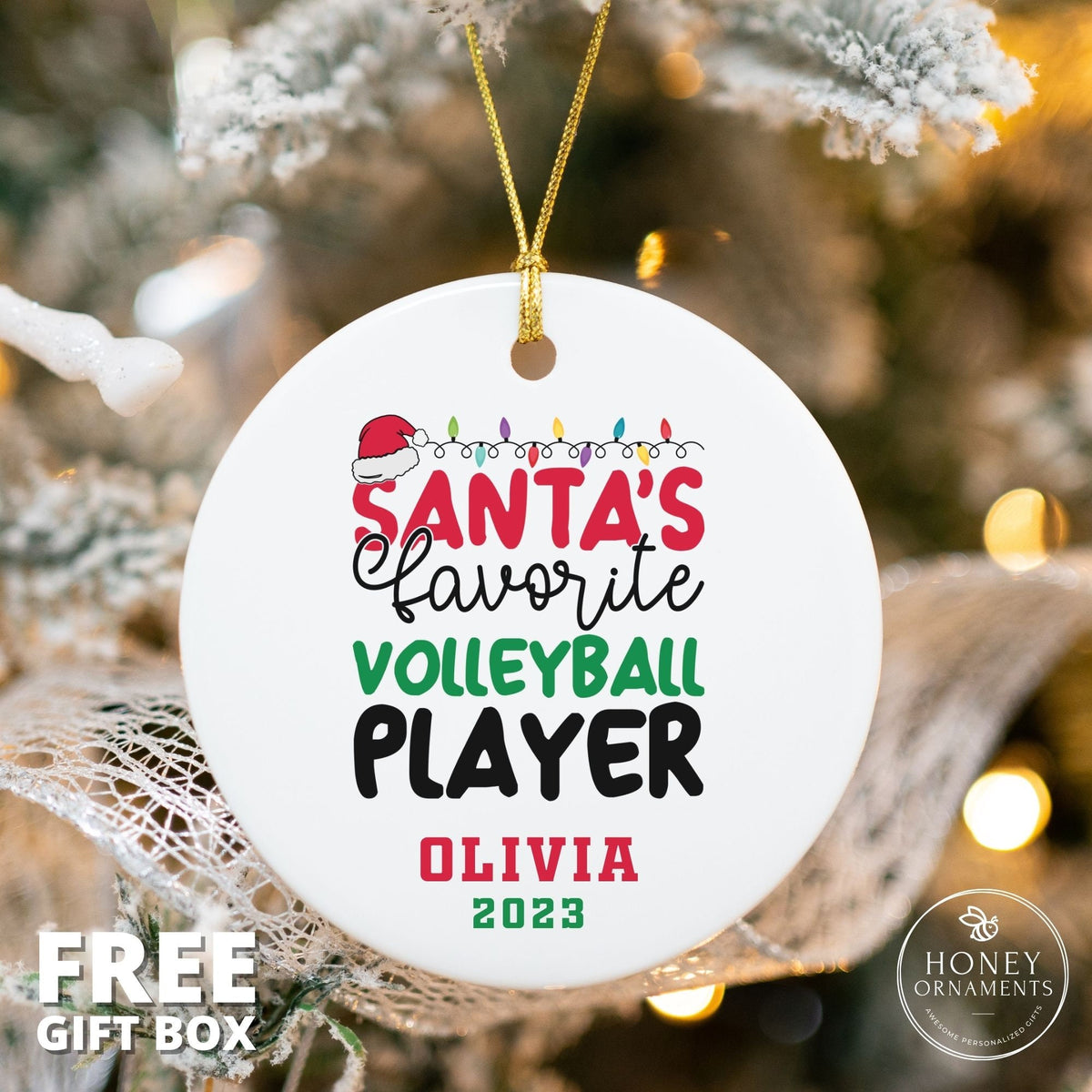Volleyball Ornament - Personalized Volleyball Team Gift - Volleyball Christmas Ornament - Personalized - Santa's Favorite Volleyball Player