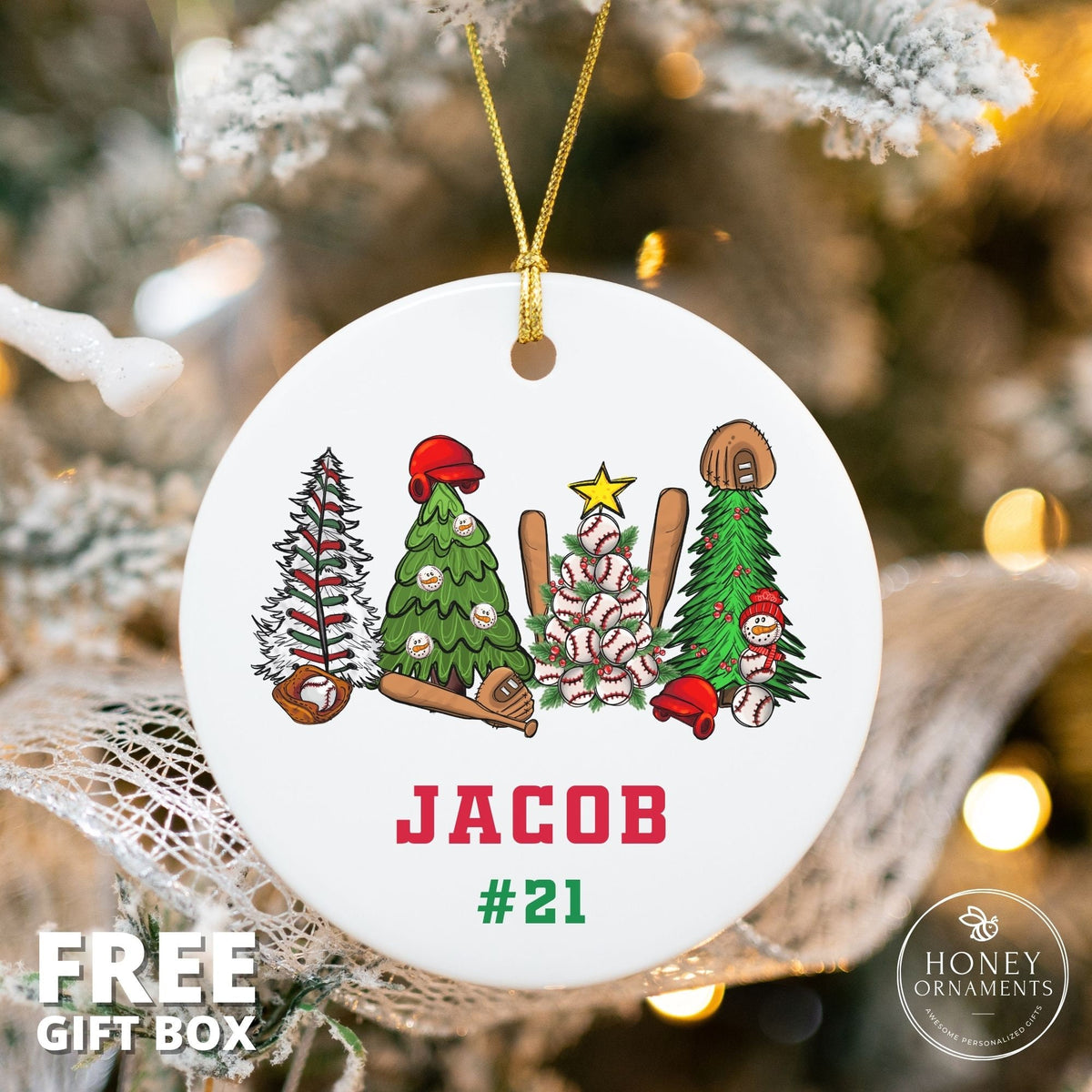 Personalized Baseball Christmas Ornament - Team Player Gift