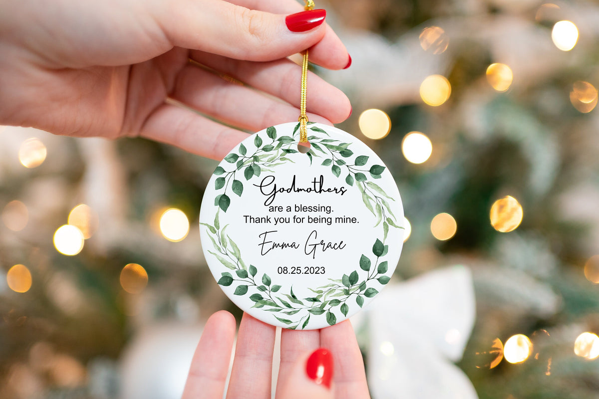 Personalized Godmother Ornament, Godmother Gift, Godmother Thank You Keepsake, Custom Godmother Ornament, Christening Christmas Ornament