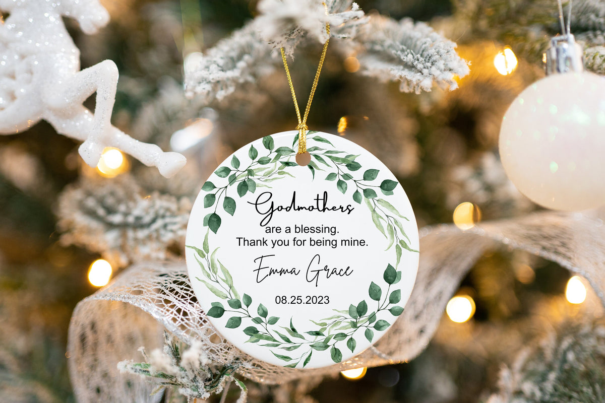 Personalized Godmother Ornament, Godmother Gift, Godmother Thank You Keepsake, Custom Godmother Ornament, Christening Christmas Ornament
