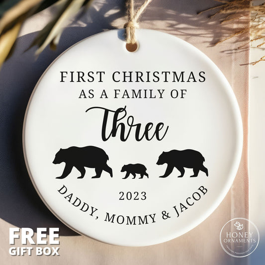 Personalized First Christmas as a Family Decoration, Family of Three, Four, Five, Family Ornament, Baby's First Christmas Ornament, New Baby