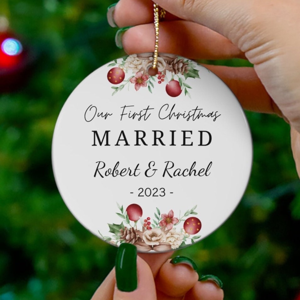 Personalized Married Ornament, Wedding Gift, Our First Christmas as Mr and Mrs Gift, Couples Ornament, First Married Christmas, Newlywed