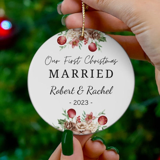Personalized Married Ornament, Wedding Gift, Our First Christmas as Mr and Mrs Gift, Couples Ornament, First Married Christmas, Newlywed