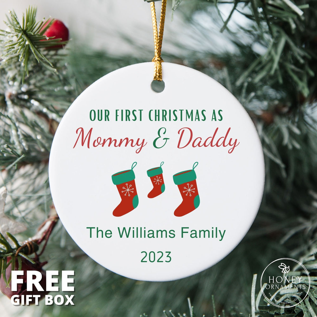 First Christmas as Mommy and Daddy Ornament, New Parents Keepsake