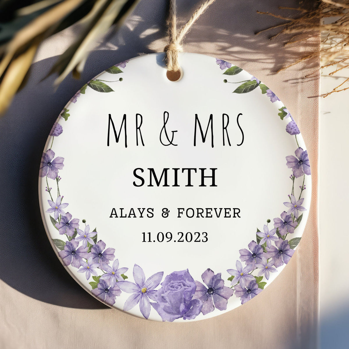 Our First Christmas Married Ornament - Mr and Mrs Ornament - Wedding Gift - Newlywed Christmas Ornament - Couples Ornament - Personalized