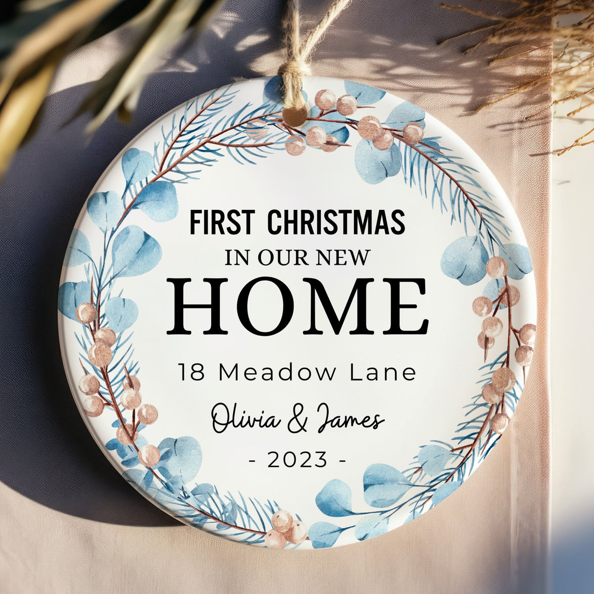 Personalized New Home Christmas Ornament – First Christmas in Our New House 2026 (Ceramic)