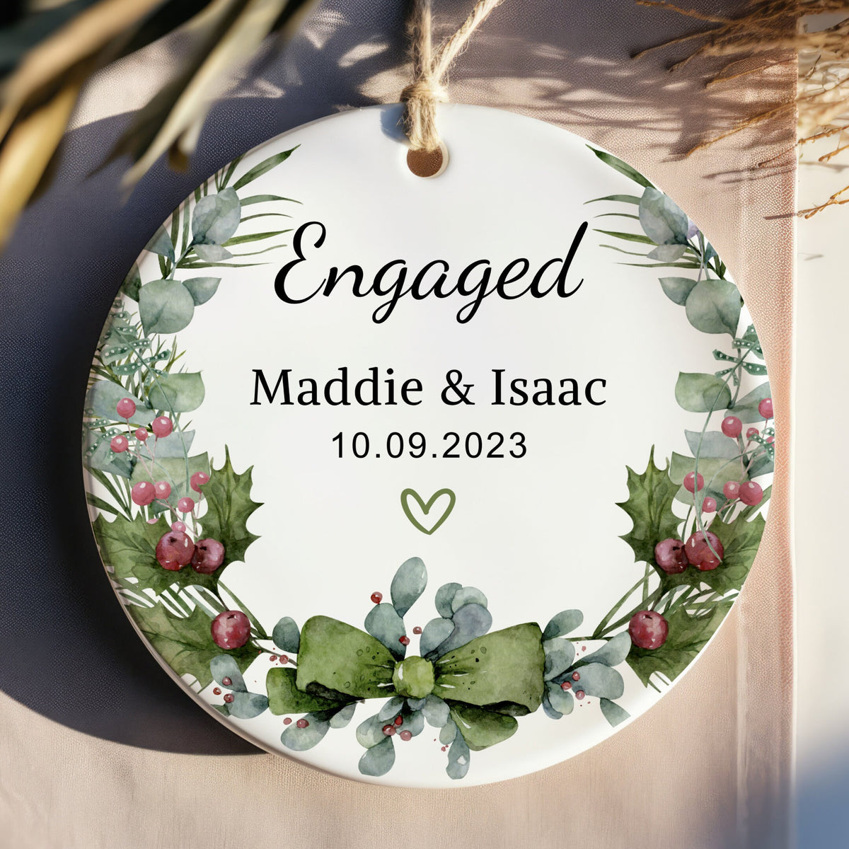 Personalized Engaged Date Ornament - Christmas Engaged Ornament 2026 - Engagement Ornament, First Christmas Engaged Ornament, We Are Engaged