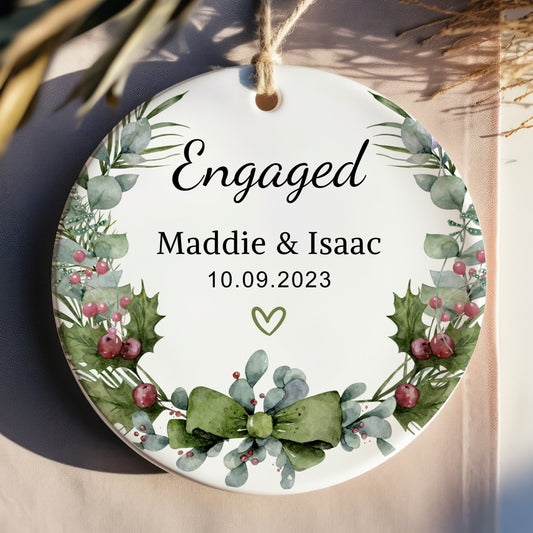 Personalized Engaged Date Ornament - Christmas Engaged Ornament 2026 - Engagement Ornament, First Christmas Engaged Ornament, We Are Engaged