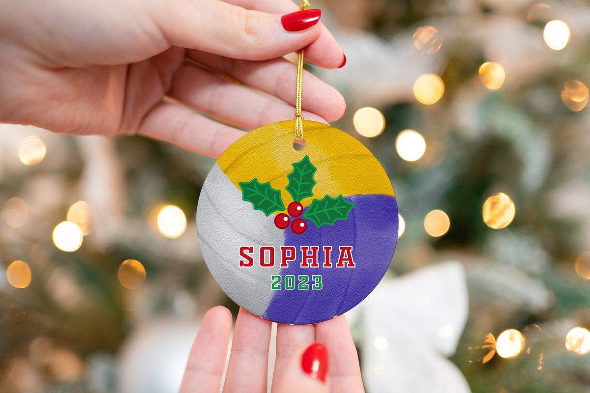 Personalized Volleyball Ornament, Team Gift, Ceramic Keepsake