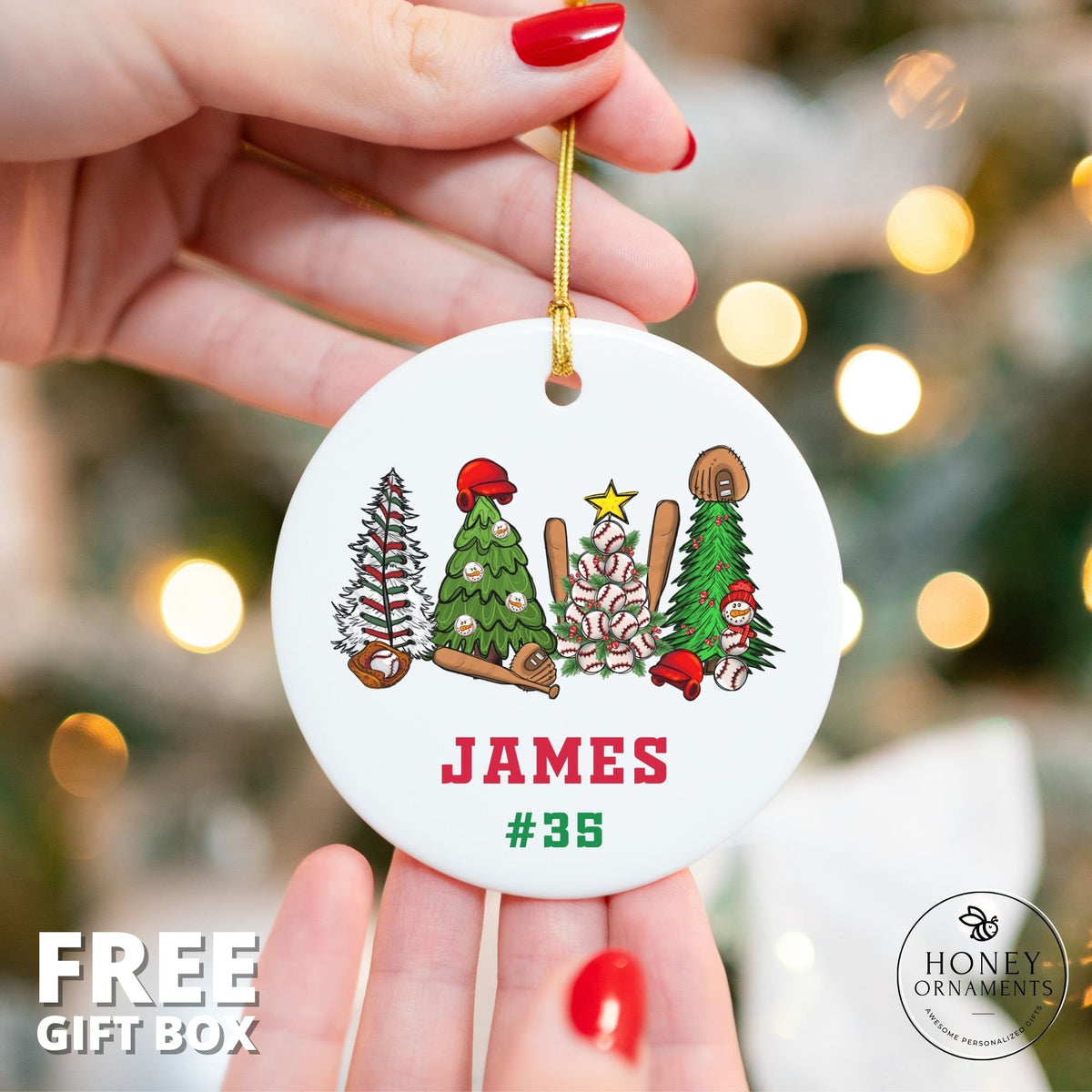 Personalized Baseball Christmas Ornament - Team Player Gift
