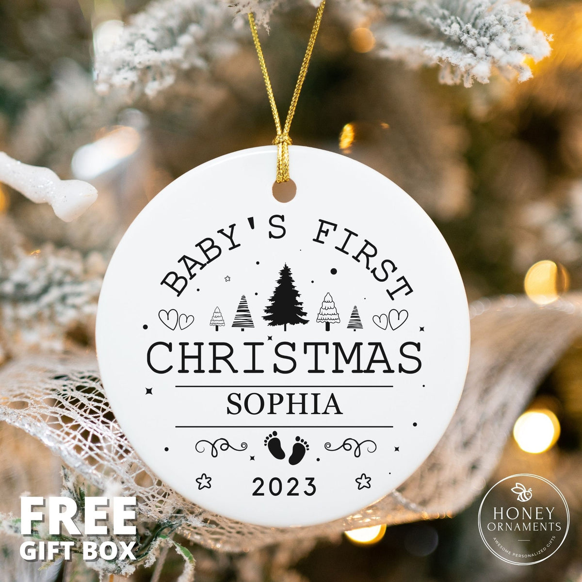 Baby's First Christmas Ornament 2026 - First Christmas Baby Ornament - Baby Name Christmas Ornament Gifts - Baby Ornament - Personalized