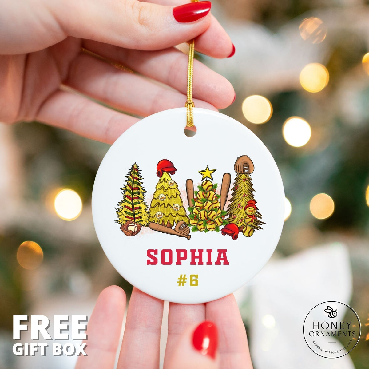 Softball Player Gifts - Personalized Softball Team Gift - Softball Ornament - Softball Christmas Ornament - Custom Softball Gift Keepsake