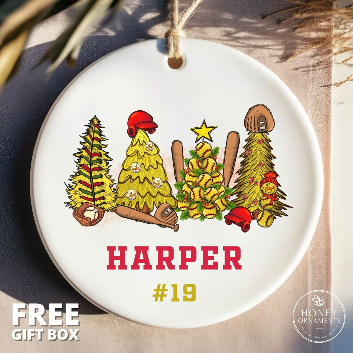 Softball Player Gifts - Personalized Softball Team Gift - Softball Ornament - Softball Christmas Ornament - Custom Softball Gift Keepsake