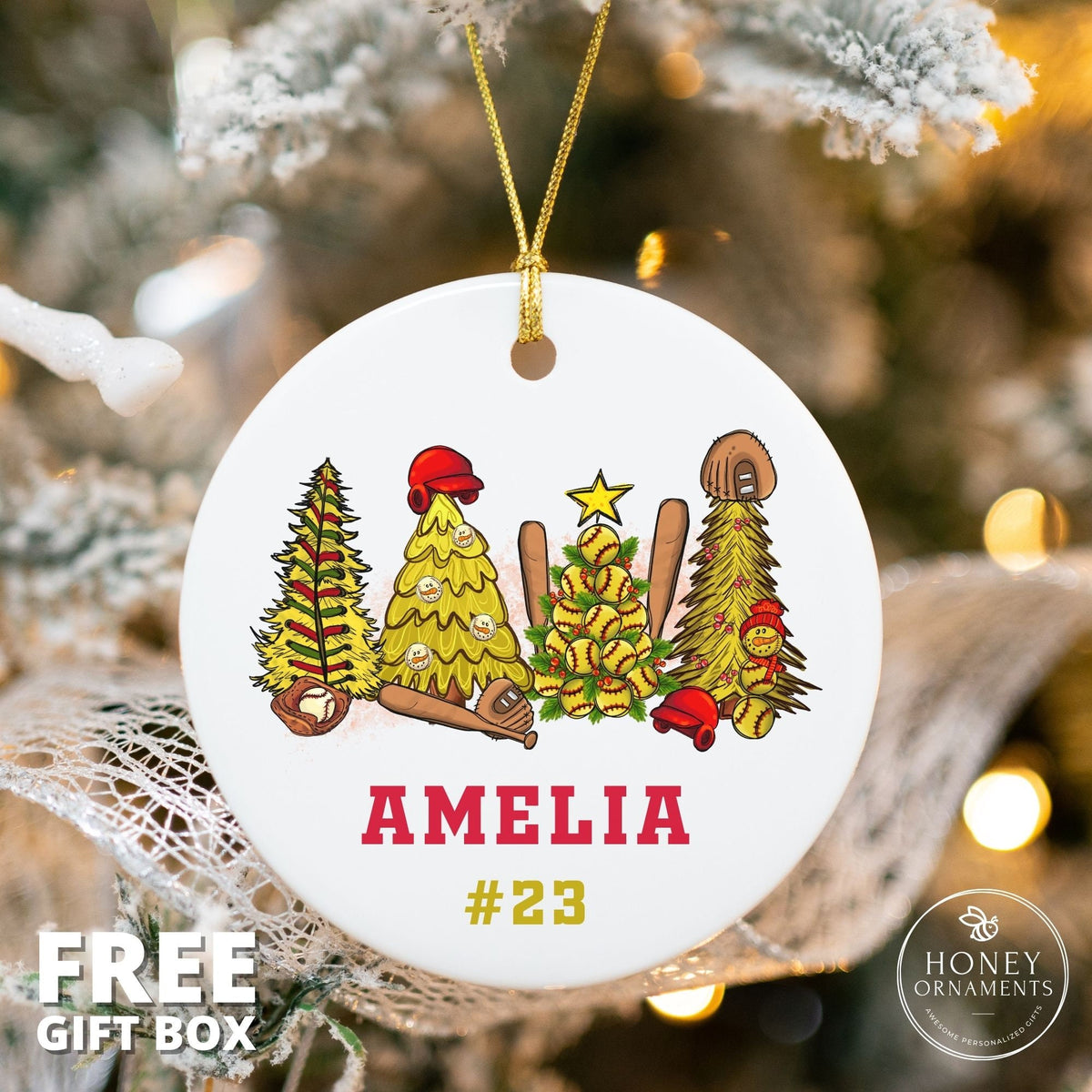 Softball Player Gifts - Personalized Softball Team Gift - Softball Ornament - Softball Christmas Ornament - Custom Softball Gift Keepsake