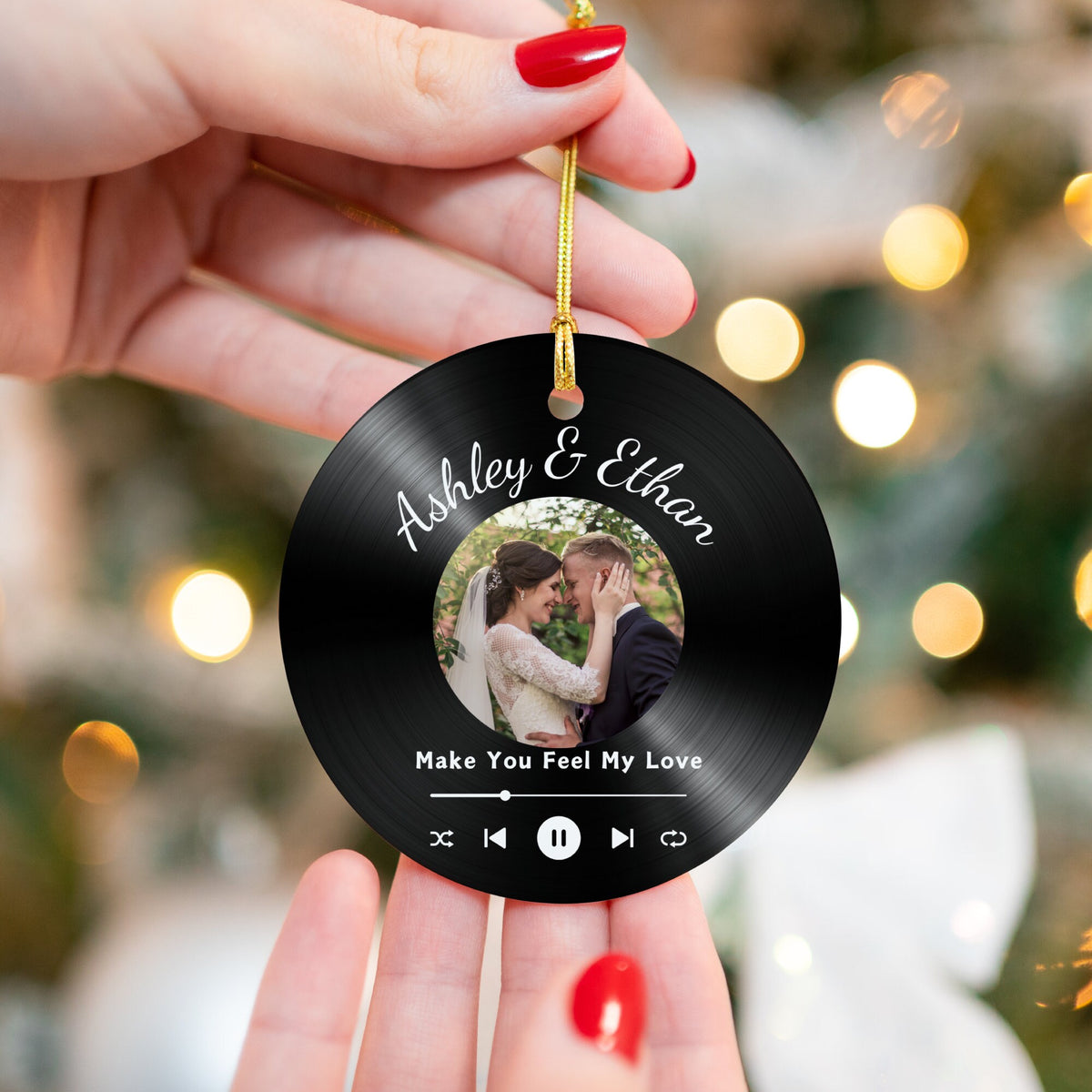 Custom Favorite Song, Personalized Photo Ornament, Anniversary Gift, Valentines Gift for Him, Valentines Gift for Her, Gift for Boyfriend
