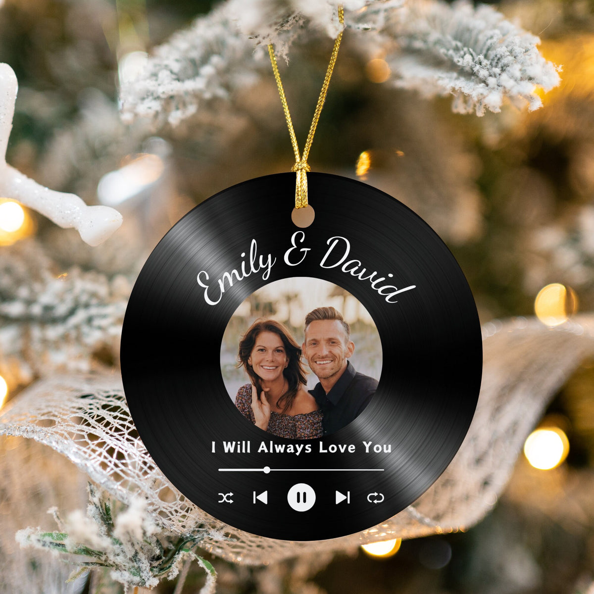 Custom Favorite Song, Personalized Photo Ornament, Anniversary Gift, Valentines Gift for Him, Valentines Gift for Her, Gift for Boyfriend