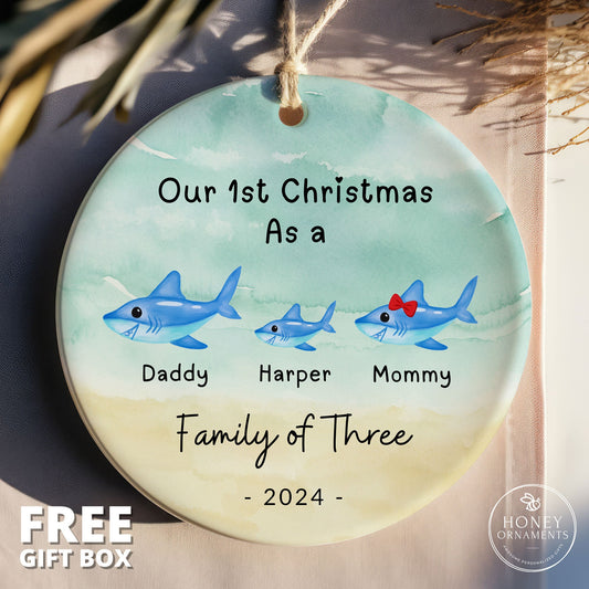New Baby Personalized Ornaments, Baby's First Christmas Ornaments, Family with Baby Gift, Baby 1st Christmas Ornament, Family of Three Gift