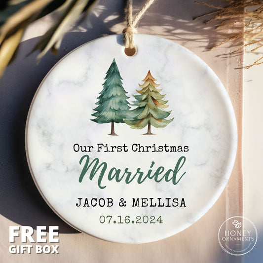 First Christmas Married Ornament, Our First Christmas Married as Mr and Mrs Ornament, Mr and Mrs Tree Christmas Ornament, Personalized Gifts