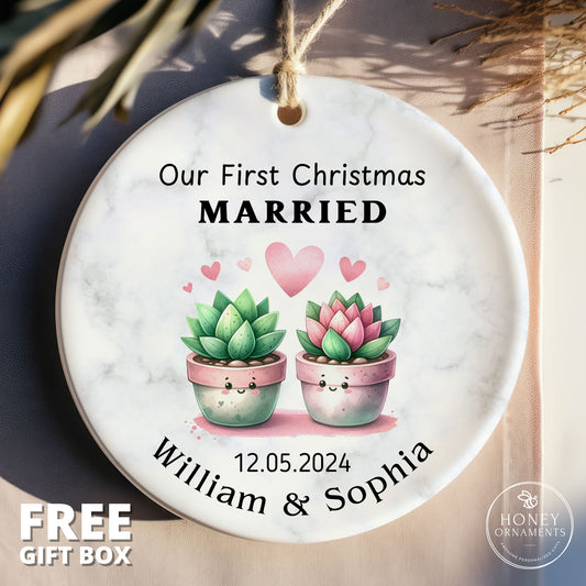 First Christmas Married Ornament | Our First Christmas Ornament | Mr Mrs Ornament | Personalized Wedding Gift | Newlywed Christmas Gift