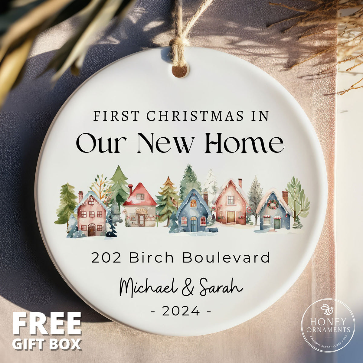 Personalized New Home Christmas Ornament, 2026 First Home Keepsake (Ceramic)