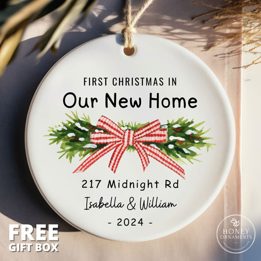 Personalized First Christmas in New Home Ornament - Ceramic Keepsake