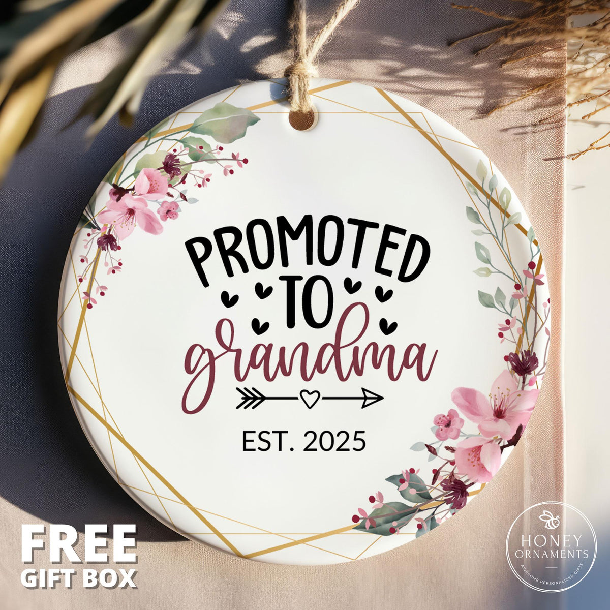 First Time Grandma Ornament, Promoted to Grandma, New Grandma Gift, Baby Announcement Gift, Gift for Grandma, Pregnancy Reveal, Personalized