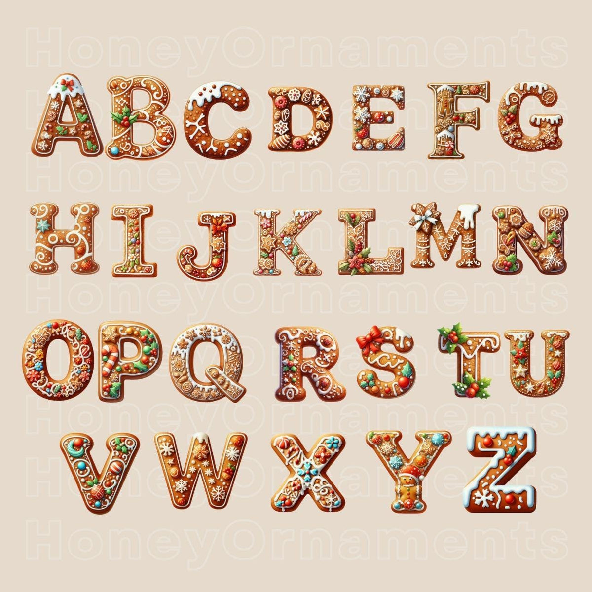 Custom Initial Ornament Personalized Family Name Ornament Monogram Christmas Ornament Letter Name Ornament Alphabet Keepsake Elf Gingerbread