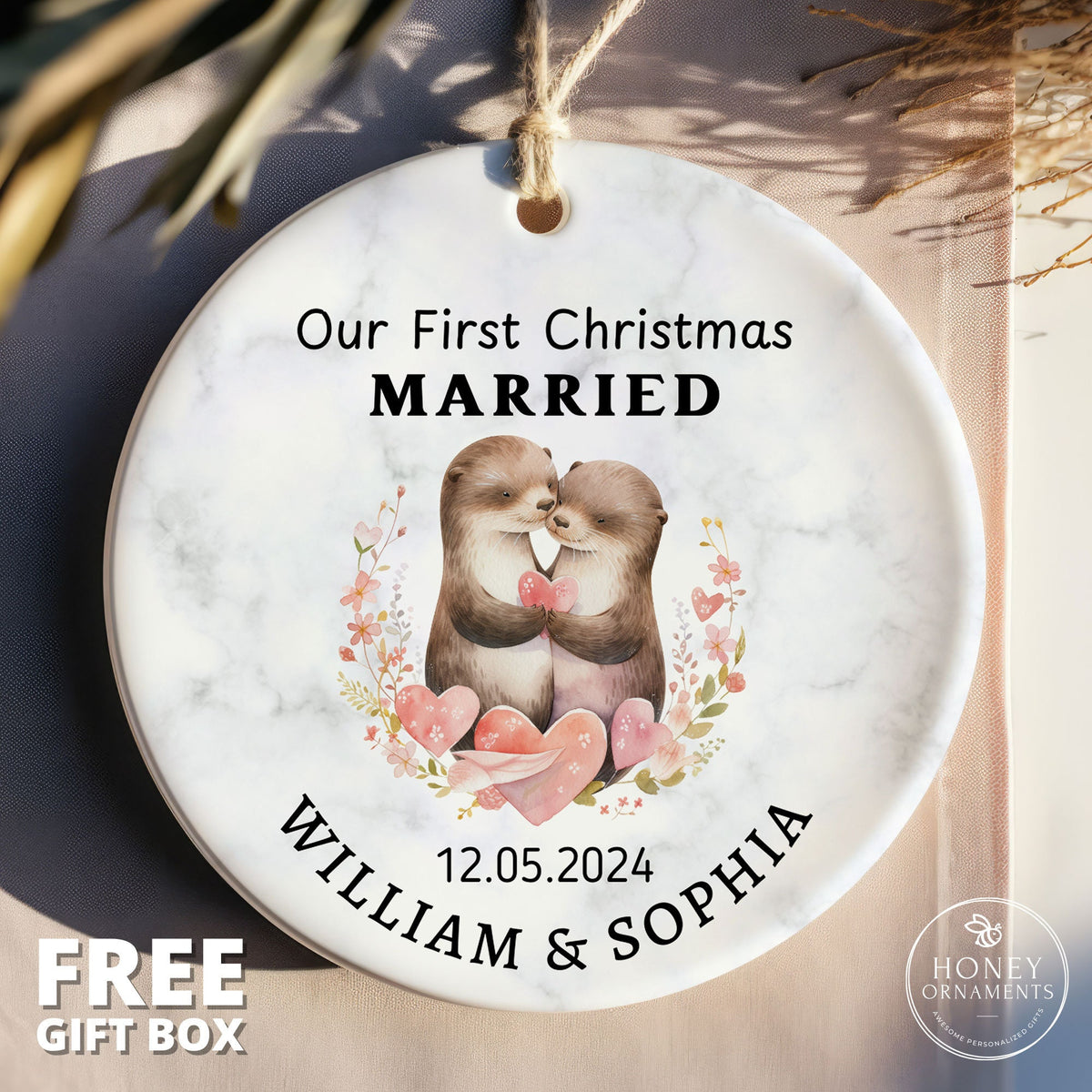 First Christmas Married Ornament, Our First Christmas Married as Mr and Mrs Ornament, Personalized, Mr and Mrs Tree Christmas Ornament